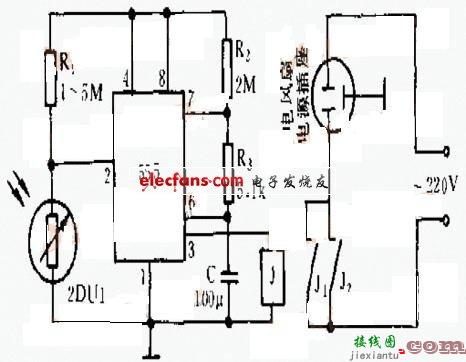 一种光控电风扇电路图  第1张