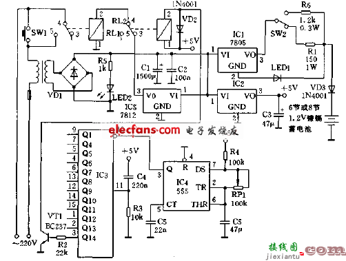 555电池自动充电器电路  第1张