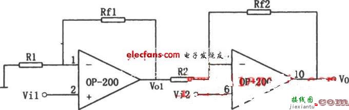 OP200构成的同相差动放大电路图  第2张