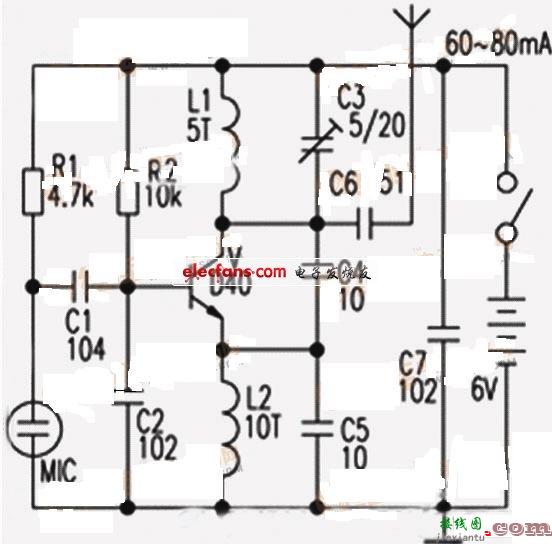 单声道调频发射器电路  第1张