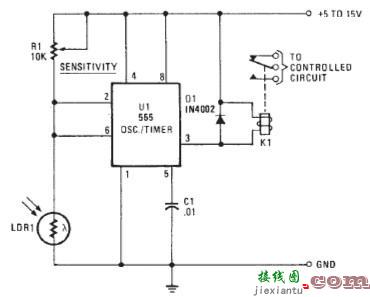 555定时器光电报警电路  第1张