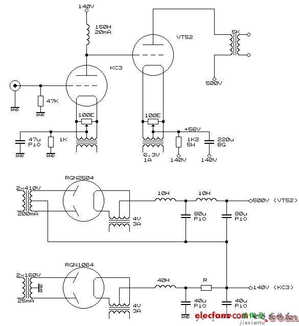 VT52电子管制作的单端甲类功率放大器  第1张