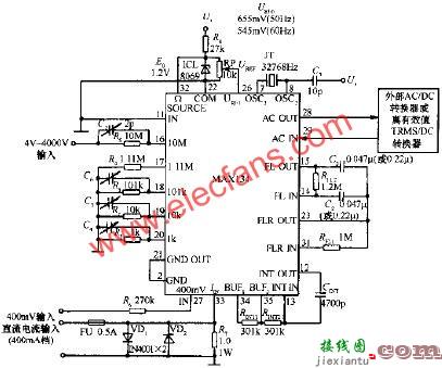 由MAX134构成数字多用表的基本电路  第2张