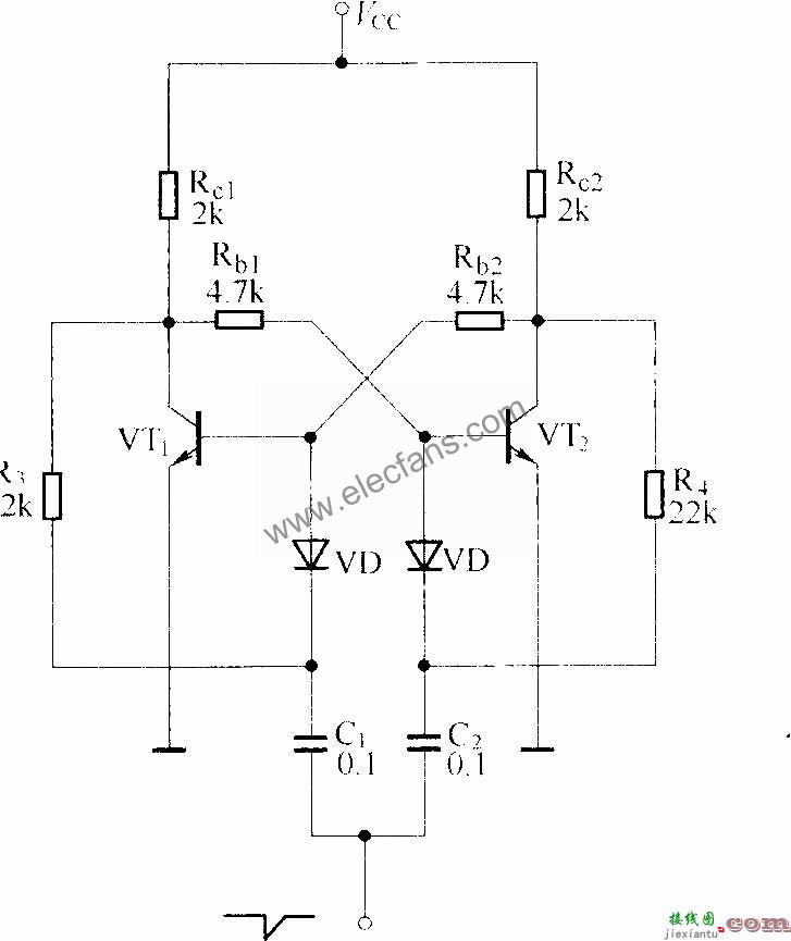 晶体管双稳态触发电路图  第1张