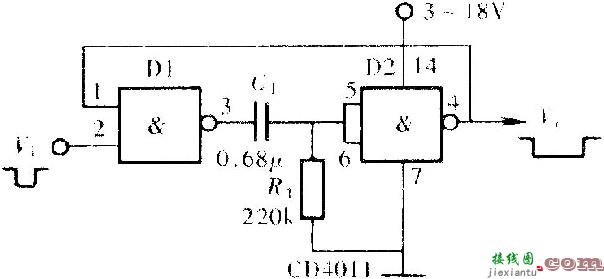 由门电路组成的单稳态触发器  第2张