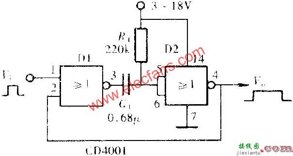 由门电路组成的单稳态触发器  第1张