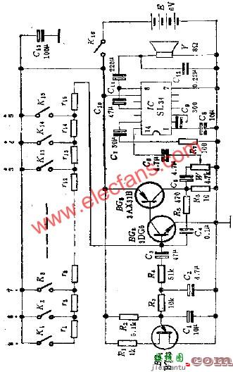 简易儿童玩具电子琴电路图  第2张