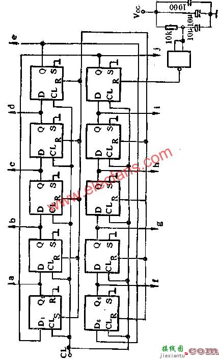 D触发器组成交替式显示控制电路图  第2张