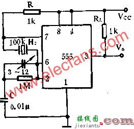 时基集成电路组成稳定的石英晶体振荡器电路图  第2张