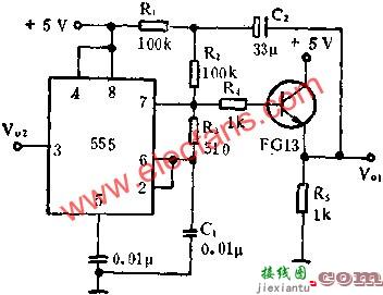 时基集成电路组成锯齿波发生器电路图  第2张