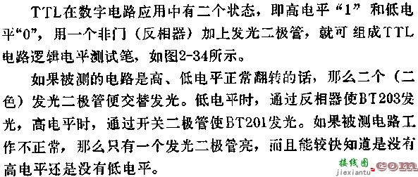 与非门组成TTL电路测试笔电路图  第1张