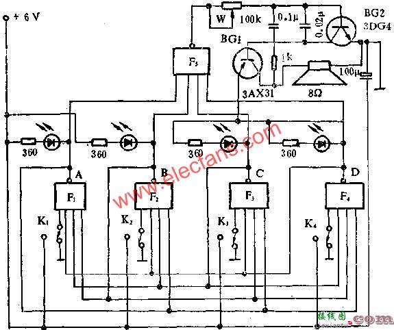 与非门组成智力竟赛抢答线路图  第1张