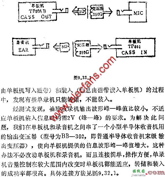 用单录音机做为TP801B单板机外存储器的小改动电路图  第1张