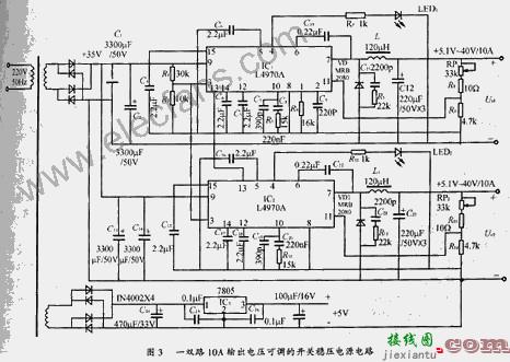 输出电压可调的开关稳压电源电路图  第1张