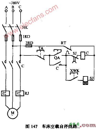 车床空载自停电路图  第1张