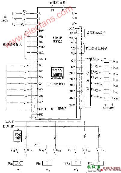 森兰SB61P型变频器一拖四电路图  第1张