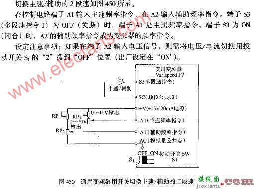 通用变频器用开关切换主速辅助的二段速图  第1张