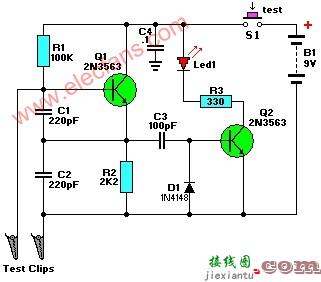 简单的晶体测试仪电路图,Simple Crystal Tes  第1张