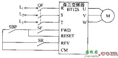 通用变频器用三线控制电动机电路图  第1张