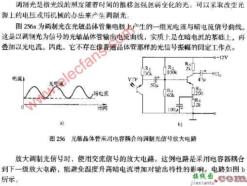 光敏晶体管采用电容耦合的调制光信号放大电路图  第1张