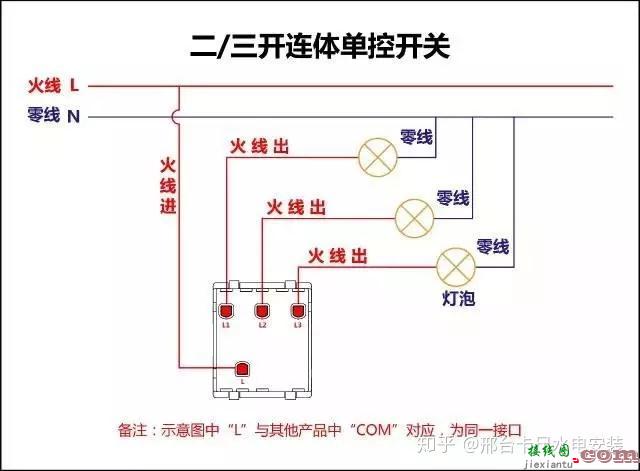 电工必备单控 双控 三控 四控开关接线图  第11张