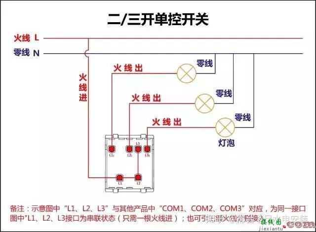 电工必备单控 双控 三控 四控开关接线图  第16张