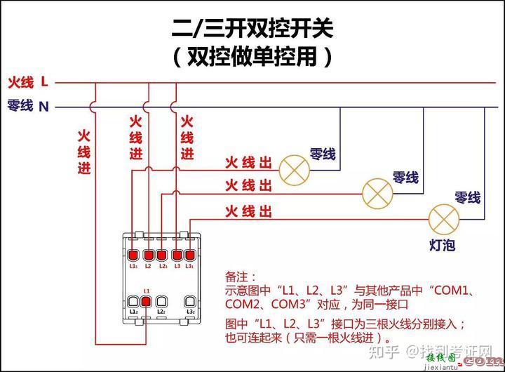 电工必备：全面的开关接线图,单控、双控、三控  第7张