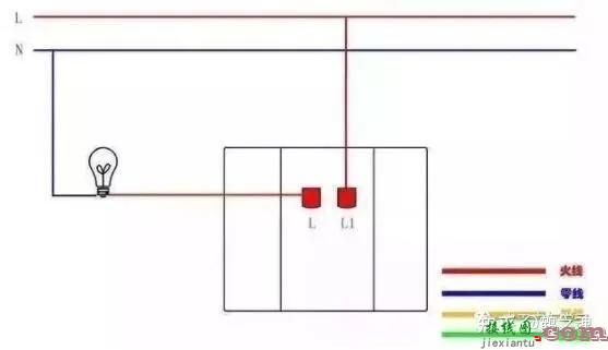 单控、双控、三控、四控开关接线图  第5张