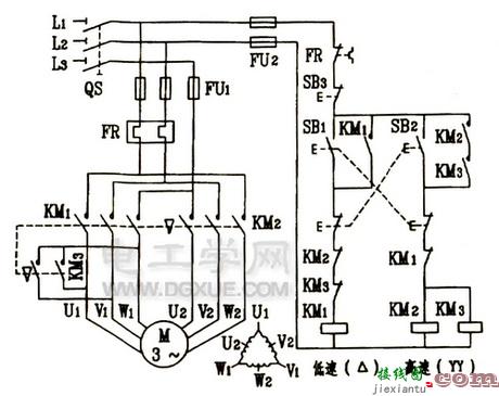 三相鼠笼式电动机变极调速控制电路图解  第1张