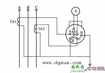 1个交流电表和2个电流互感器由转换开关测量三相电流  第1张