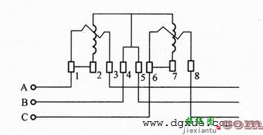 三相三线有功电表测量三相电能电路接线图  第1张