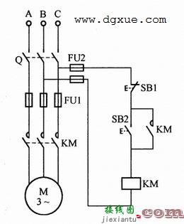松开按钮后自锁转动的电动机启动控制电路接线图  第1张