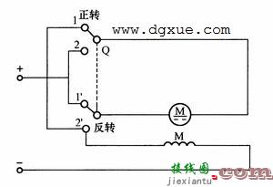 串励直流电动机刀开关正反转控制电路接线图  第1张