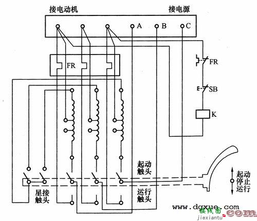 自耦降压启动器电动机手动控制电路接线图  第1张