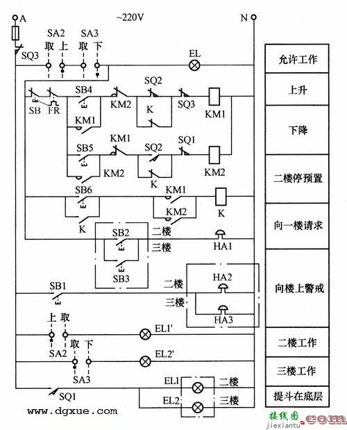 酒店饭店餐厅提升机楼层送菜控制电路  第1张