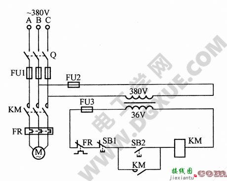 安全电压控制电动机起停电路  第1张
