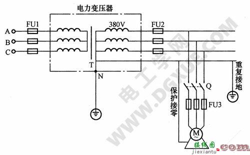 电动机保护接零电路图解（保护接零）  第1张