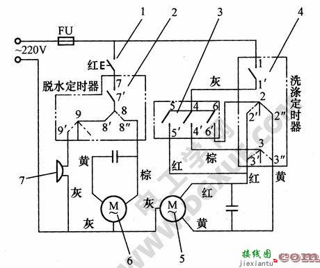 普通双缸双桶波轮式洗衣机控制电路图解  第1张