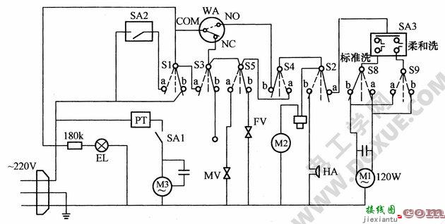 半自动双桶洗衣机电路图解  第1张