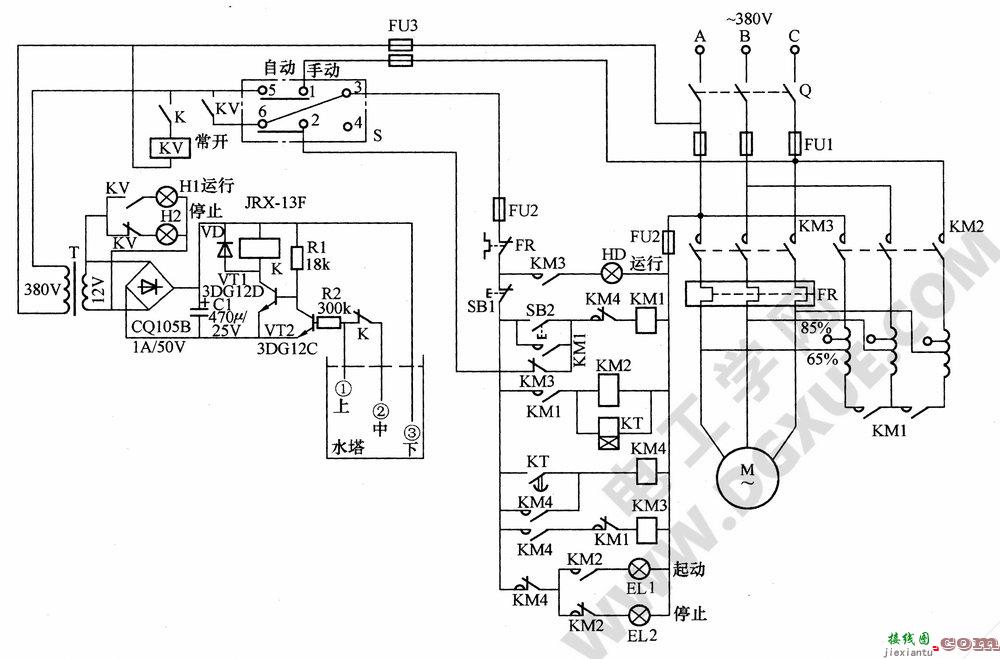 大型水塔供水自动控制电路工作原理  第1张