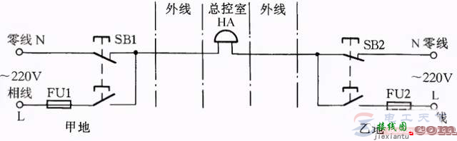 一例用单线向控制室发信号的线路  第1张