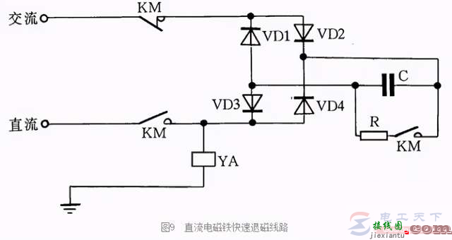 一例直流电磁铁快速退磁线路的接线图  第1张