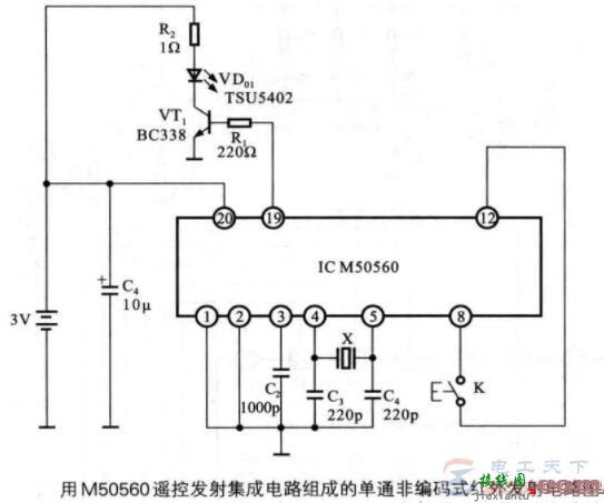 一例M50560红外发射电路的原理图  第1张