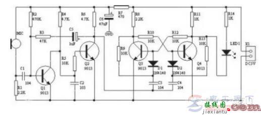 一例DIY声控开关电路的工作原理分析  第1张