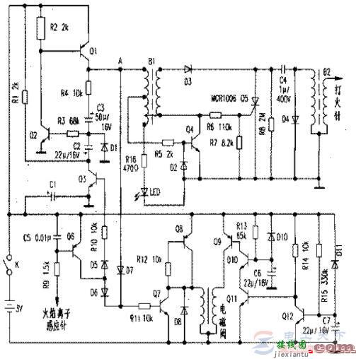 一例燃气热水器的简单电路图  第1张