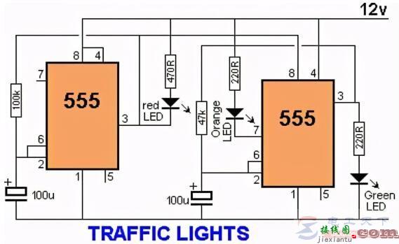 一例交通信号灯的电路图  第1张