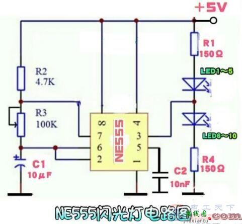 一例用NE555制作的闪光灯电路图  第1张