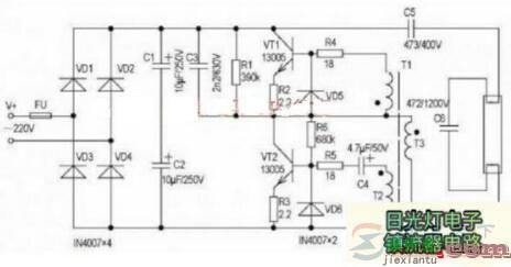 一例节能灯电子镇流器电路图与led小夜灯电路图  第1张