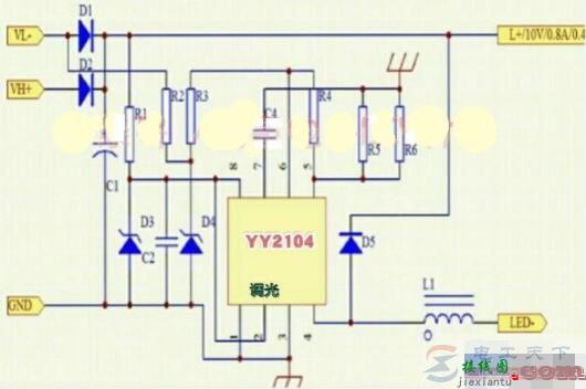 一例低压LED节能灯的电路原理图  第1张