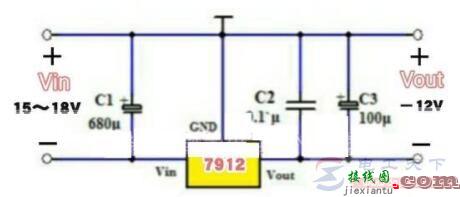 一例用μA7912制作的-12V稳压电源电路图  第1张